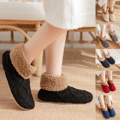 Unisex Thermostrick-Knöchelsocken für kaltes Wetter Rutschfeste Sohlen Bodensocken Dicke mit Fleece gefütterte Hausschuhsocken