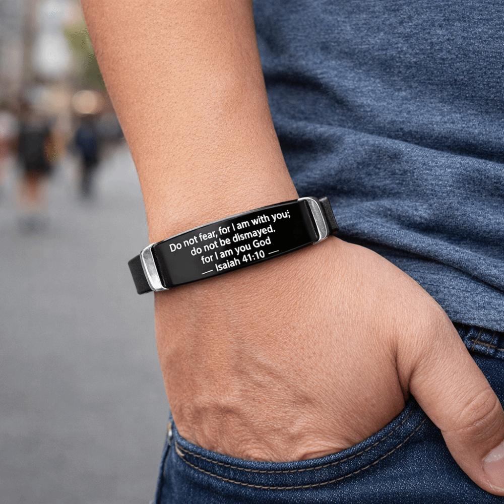 Black Stainless Steel Christian Faith Bracelet Silicone Material Inspirational Bracelet Events