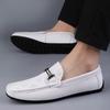 Fashion Spring Fashion Brand Men Top Layer Cowhide Comfortable Bean Shoes Breathable Lazy Shoes New Men's Business Casual Leather Shoes