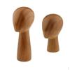 Set of 2pcs Wood Manikin Head Model Wigs Hat Headscarf Display Holder Drying Block for Home Decor