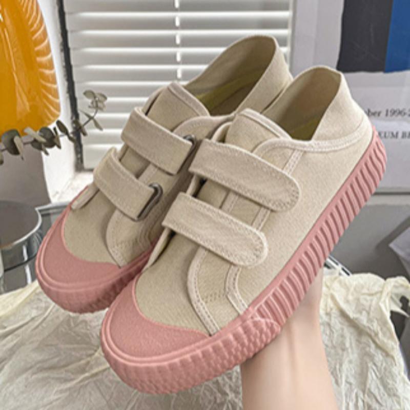 Macaron Kjeks Canvas Sko Lettvekt Latesko Borrelås Damesko Allsidige Hvite Sko