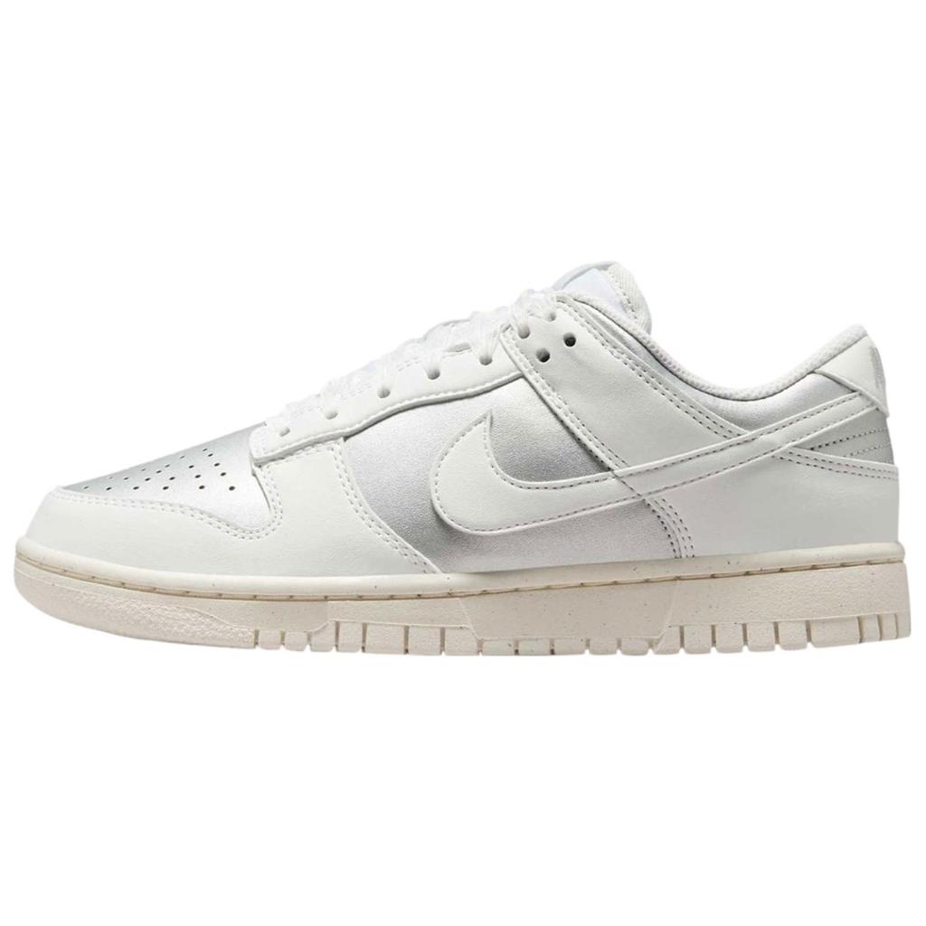Nike Dunk Low Next Nature Sheer Lace Metallic Platinum Women's Skate Shoes Sneakers IB7311-001