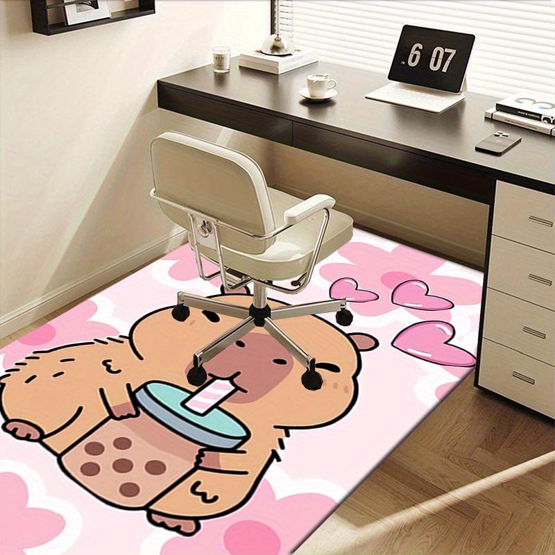 Cute, Capybara, Hearts Office Carpet Soft Polyester Entrance Carpet Washable Non slip Machine Washab