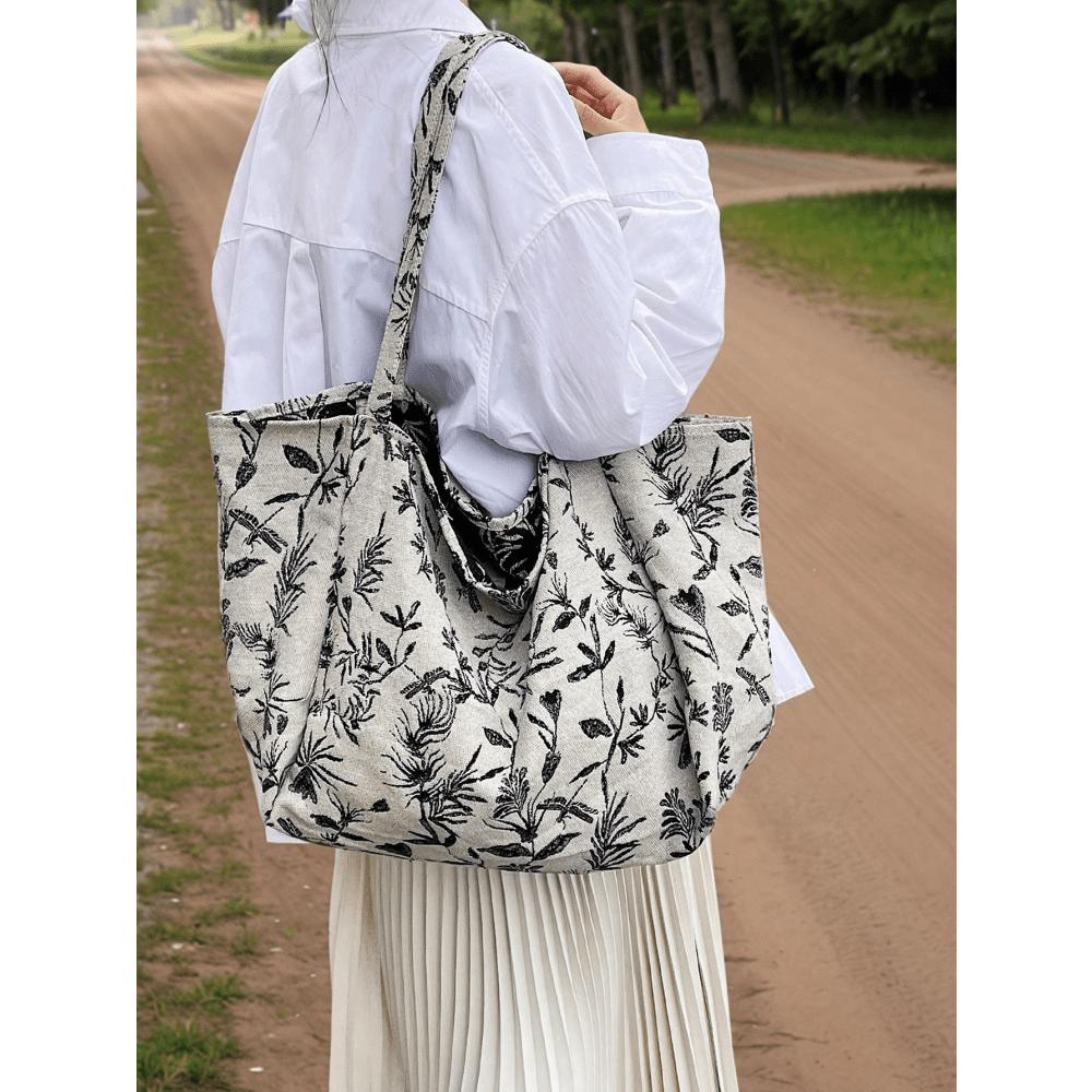 Fashion Floral Lazy One-Shoulder Tote Bag, Women Large Capacity Beach Bag, Casual Shopping Bag one-size