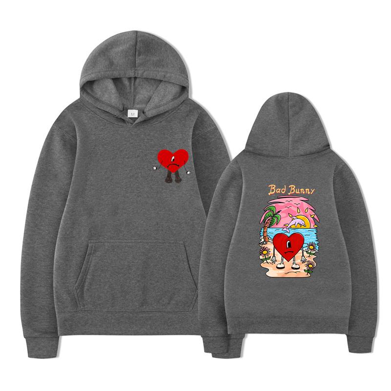 Bad Bunny UN VERANO SIN TI Pattern Double Sided Printed Hoodies Men Women Winter Sweatshirts Unisex Pullover Streetwear Coats