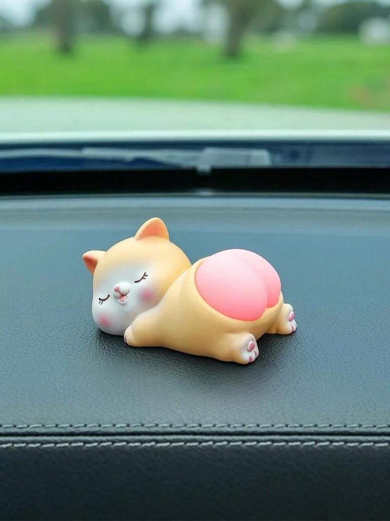 Cute Squishy Butt Cat Car Ornament – Adorable Sleeping Kitten Dashboard Decor