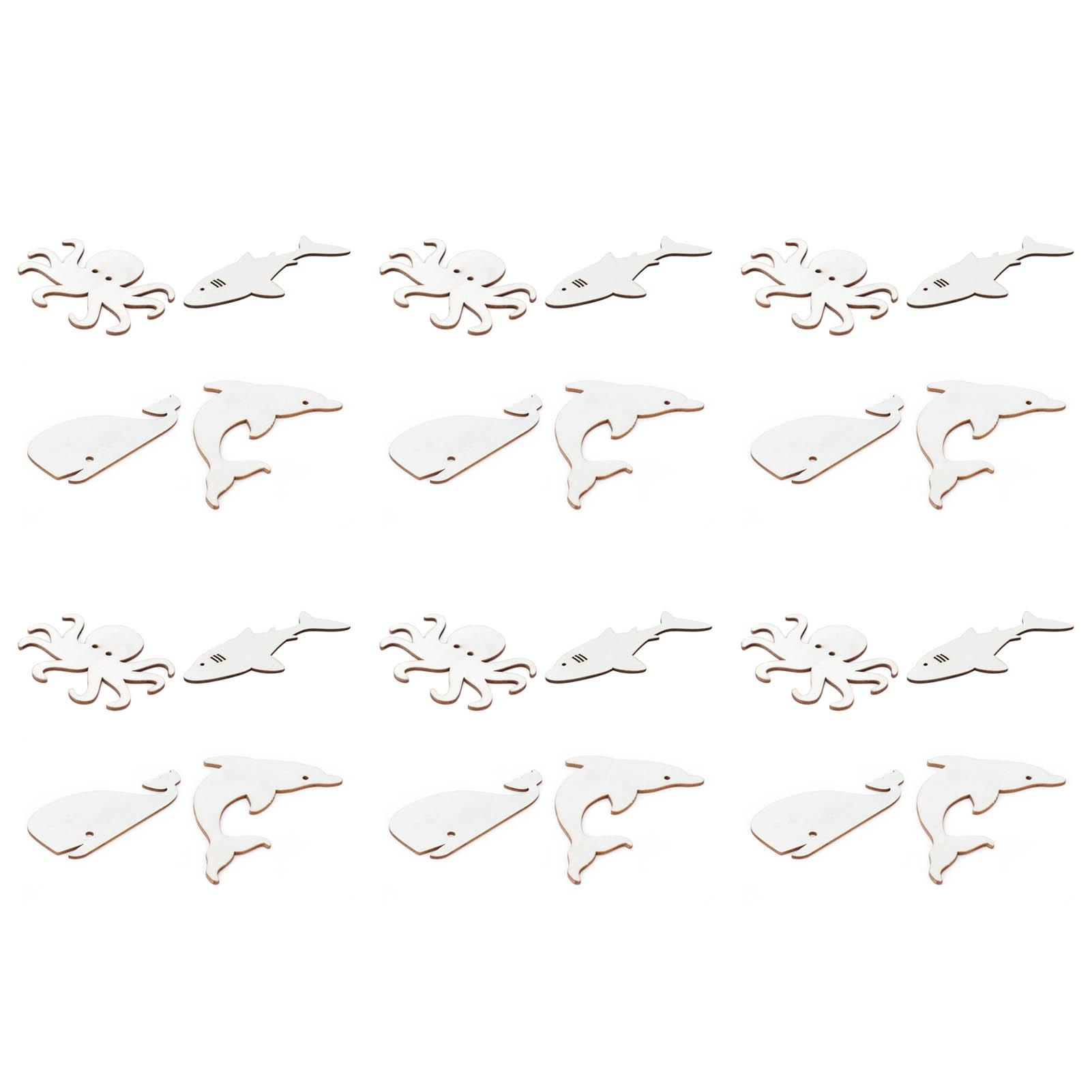 24 шт. Деревянные спилы Форма мультяшных морских животных DIY Подвеска Ручная работа Ремесла Украшение