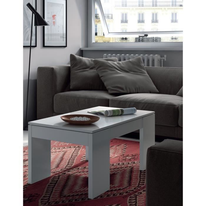 KENDRA Table Basse transformable, plateau relevable - Blanc