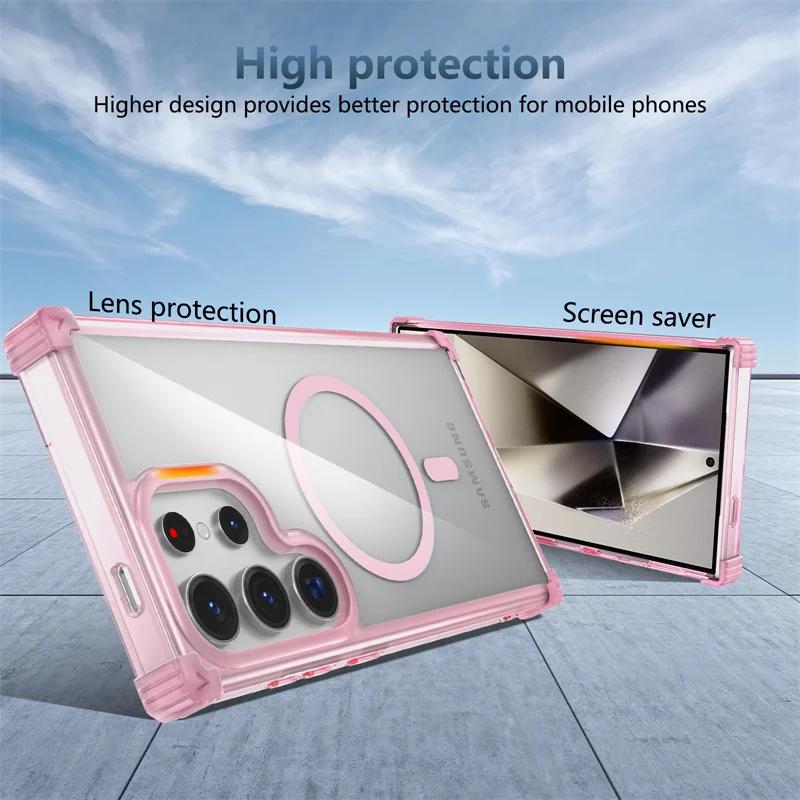 Противоударный прозрачный чехол для телефона с подушкой безопасности Magsafe для Samsung — фото 4