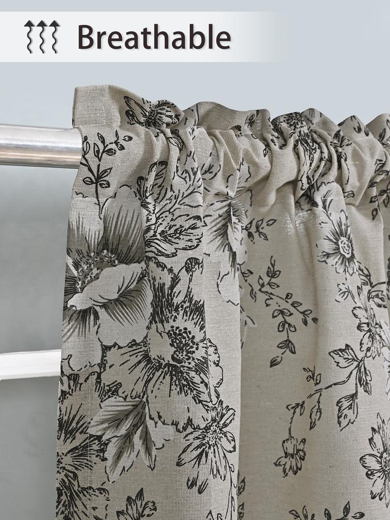 1 шт. Маленькие шторы для спальни, короткая штора для ванной комнаты, гостиной, с принтом пионов, на кулиске, светонепроницаемые шторы (95%)