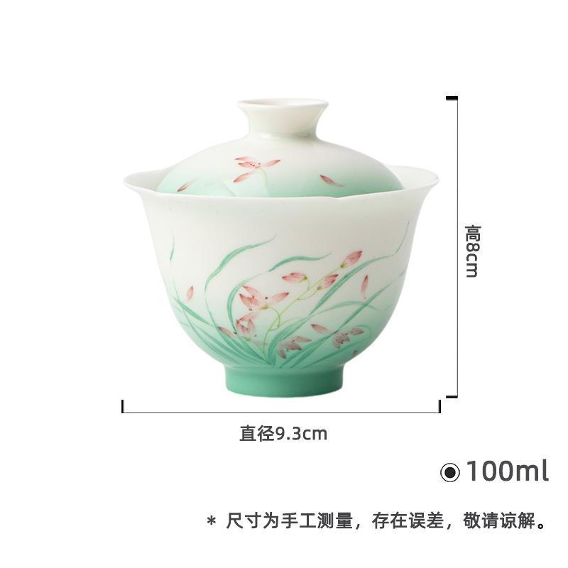 

100ml Hand-painted Orchid Gaiwan Retro Tea Tureen Tea Bowl With Lid Kit Tea Making Cover Bowl Kung Fu Tea Set Ornaments Craft