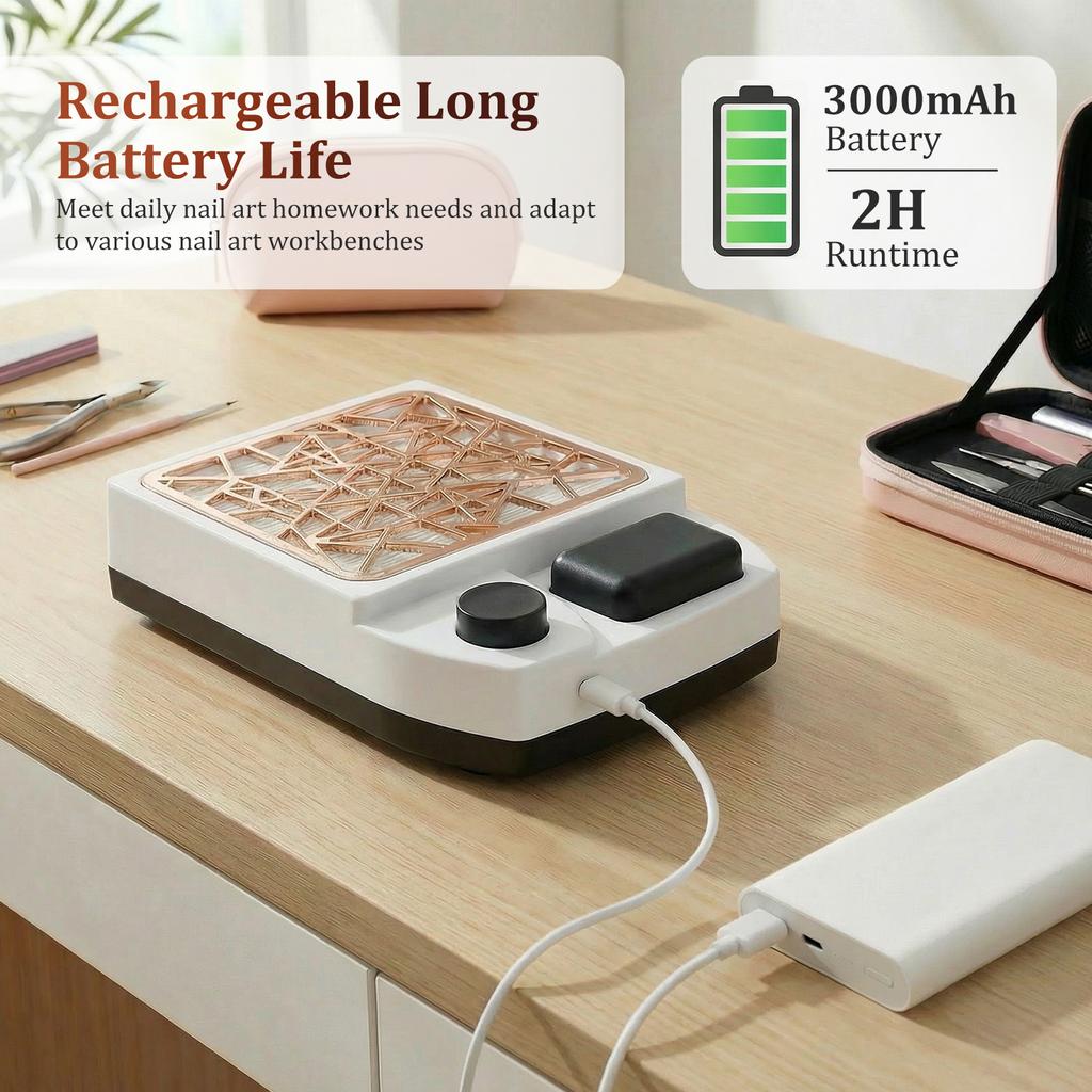 Nail Dust Collector Vacuum Cleaner Manicure Machine Adjustable Speed USB Rechargeable Low Noise Nail Dust Remover Tool