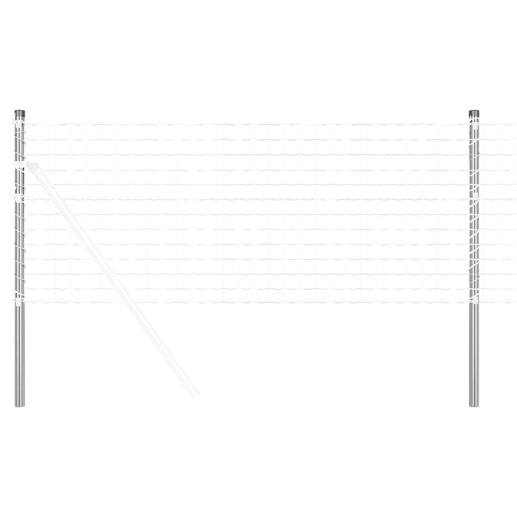 Fence Post Set 2 Pcs Silver 110 Cm Powder Coated Steel