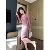 Autumn women's clothing new engagement dress dress high-end light luxury niche knitted inner bottom skirt