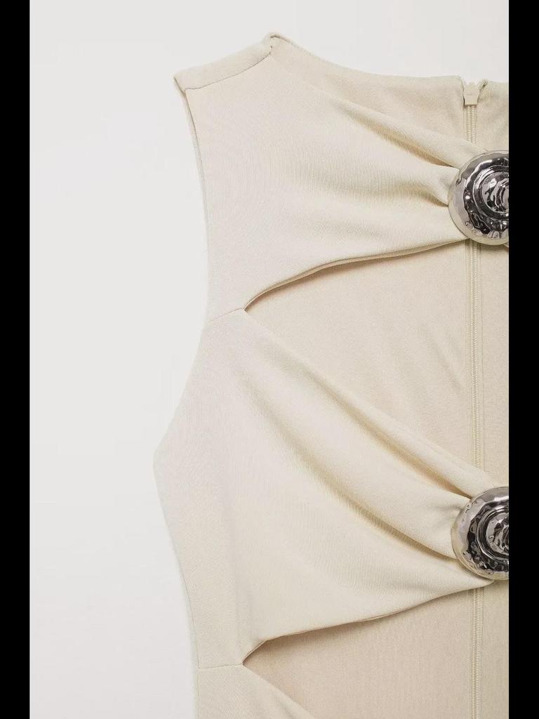 French High-End Women's Sleeveless Slim Fit Dress with Chest Hollow Design