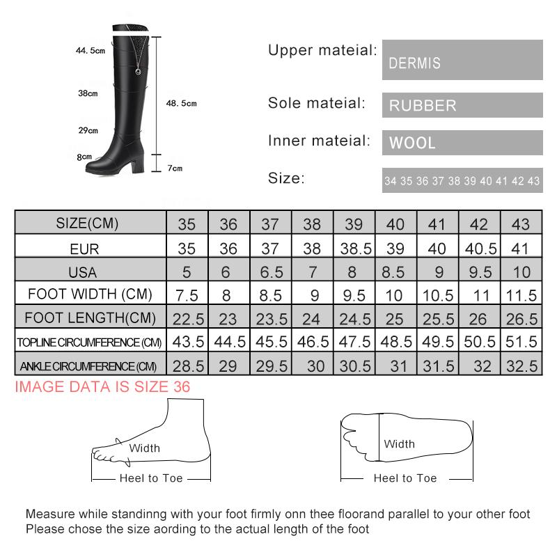 Fashion AIYUQI Women Thigh High Boots New Winter Women Over-the-Knee Boots Genuine Leather Large Size Wool Warm High Heel Women Boots