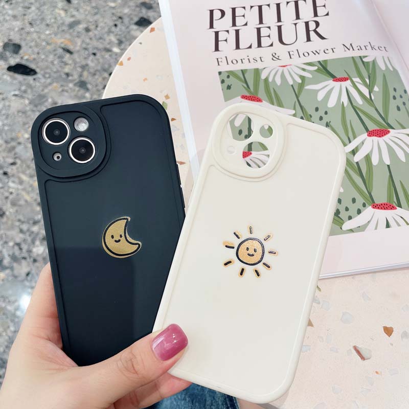 Cute Moon Sun Soft Silicon Phone Case For Iphone 14 13 12 11 Pro Max Anti Knock Back Cover For Iphone X Xr Xs Max 7 8 Plus Se