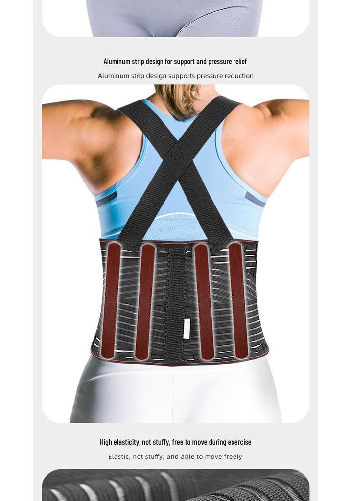 Atmungsaktiver Lendenwirbelstützgürtel mit Aluminiumplatte für Damen und Herren - Fitness- und Sport-Rückenschutz