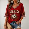 Women's V-Neck Short Sleeve T-Shirt with Graphic Print for Casual Wear