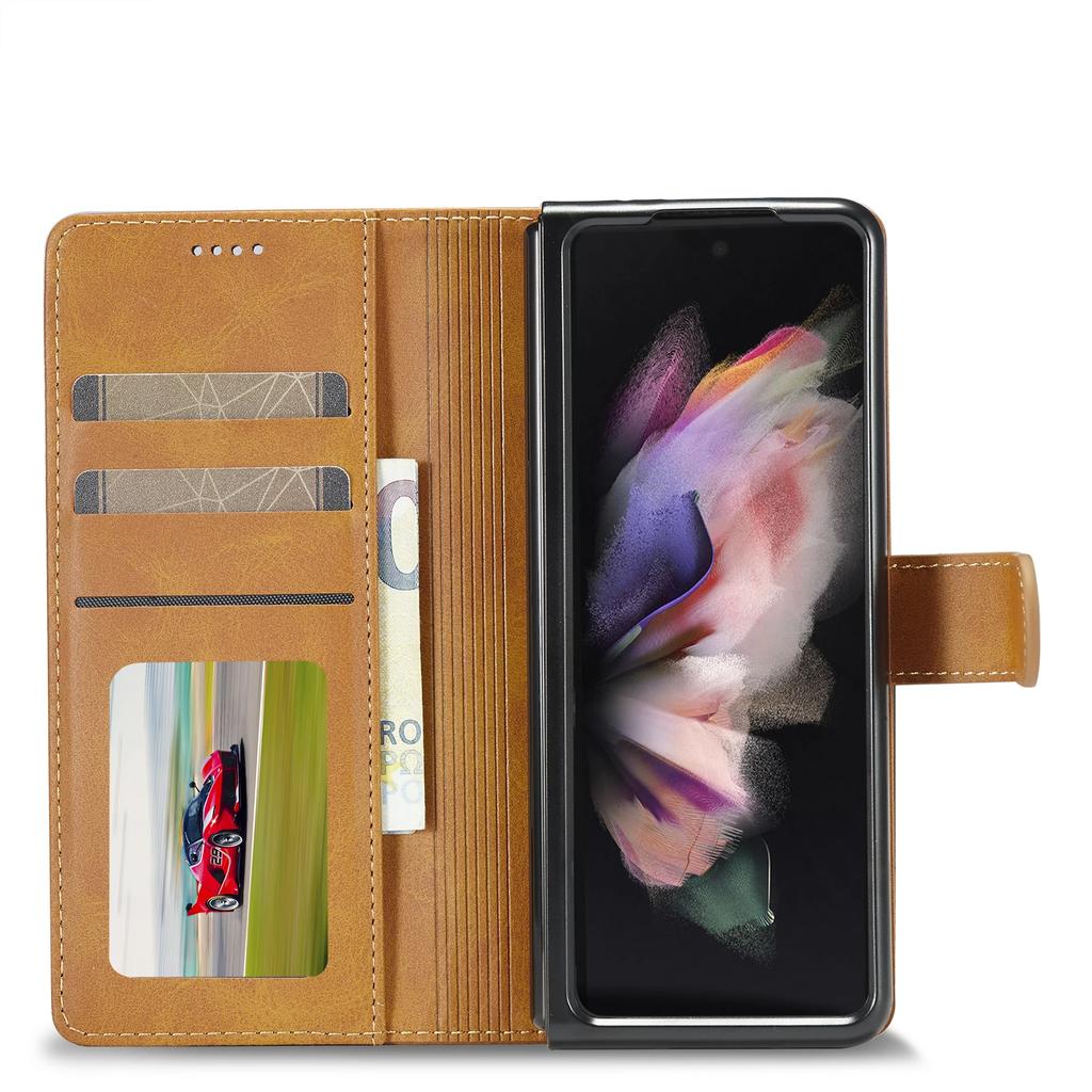 Flip Cards Solt Leather Case For Samsung Galaxy Z Fold 7 6 5 4 3 5G Card Pocket Folding Cover Wallet Book Bag Fold5 Purse Coque