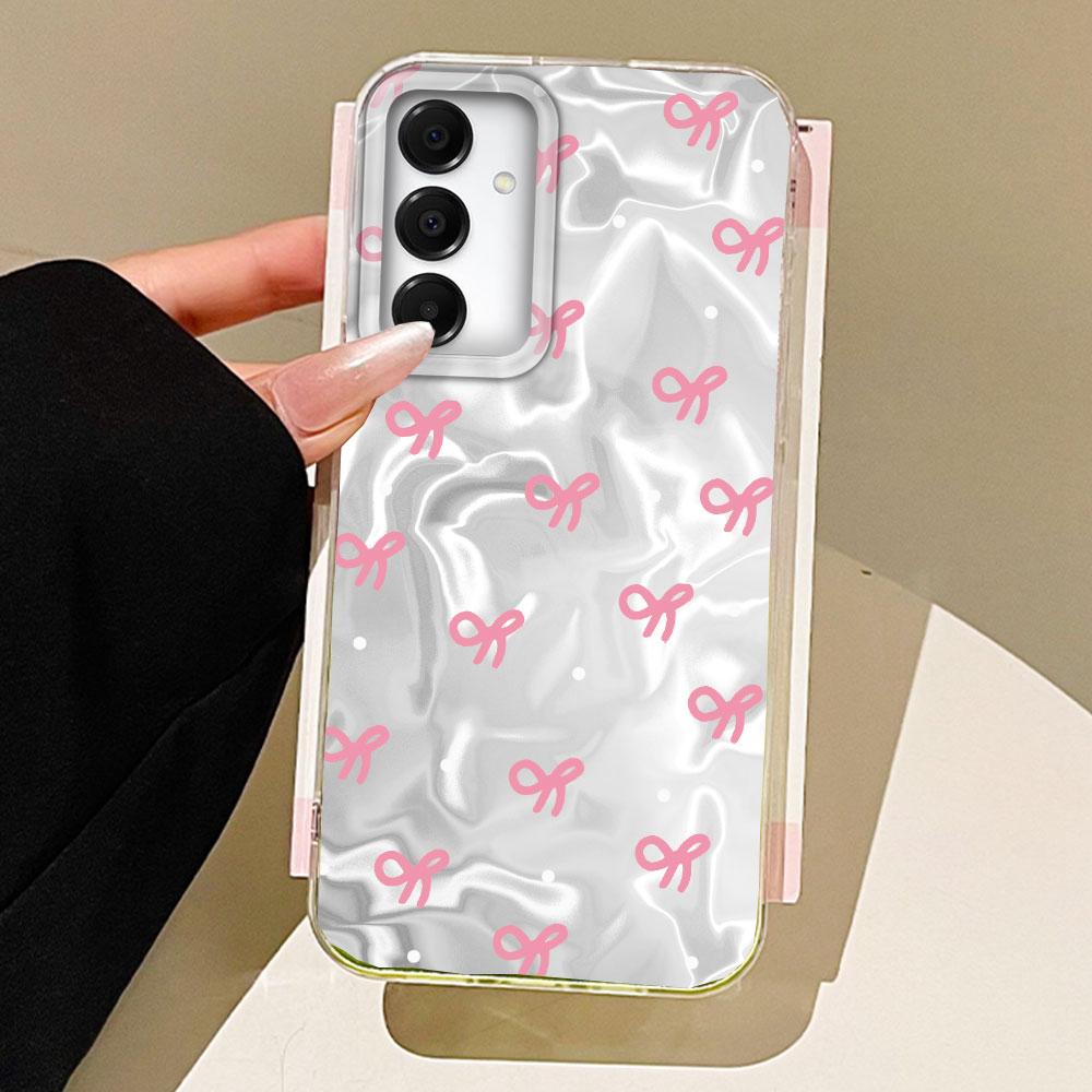 Circular Dots Black Bow Women Girls Phone Case for Samsung Galaxy A55 A56 A36 A26 A16 A53 A06 A14 A24 A34 A54 A15 A25 A35 Cover