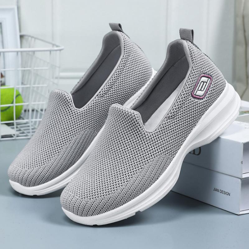 Summer Cloth Shoes, Single Shoes, Shallow Mouth Casual Shoes, Middle-aged and Elderly Solid Color Mother's Shoes