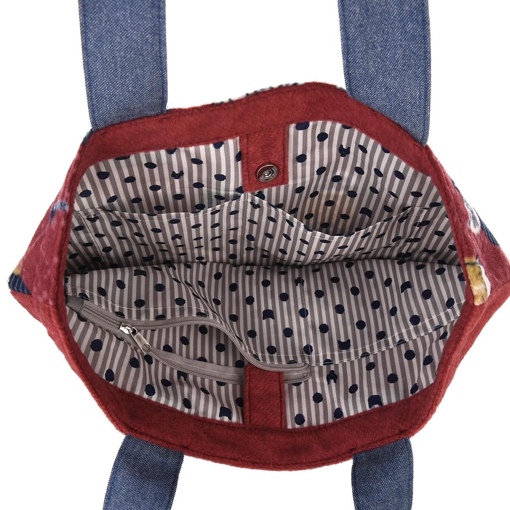 Kusguru Japan Women's Fleece Tote Bag, 247627, Red