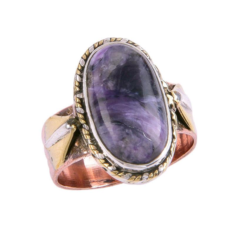 Natural Chaorite Gemstone Two Tone 925 Sterling Silver Jewelry Ring Size 7 Y9e27