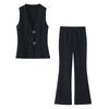 Kaslead New Women Clothes Western Style Buckle Decoration Crepe Top Trumpet Pants 1165060 1165340
