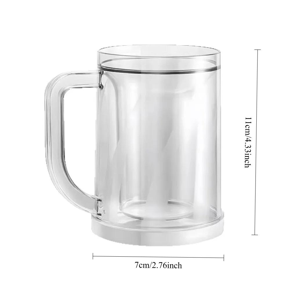 Verre à Bière Isolé à Double Paroi avec Noyau de Glace Intégré Grande Capacité Tasse à Boire Boissons Fraîches d'Été Bar Maison Fête Mug à Boisson