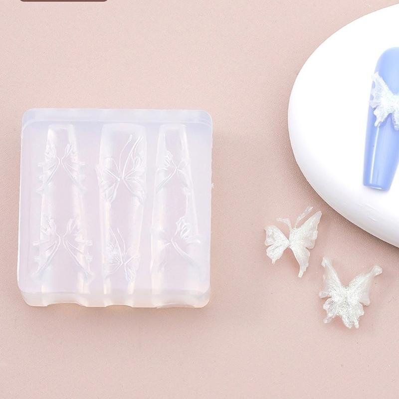 Multipurpose 3D Nail Art Silicone Mould with Butterfly and Moon Patterns Decoration for Crafting Unique Acrylic Nails