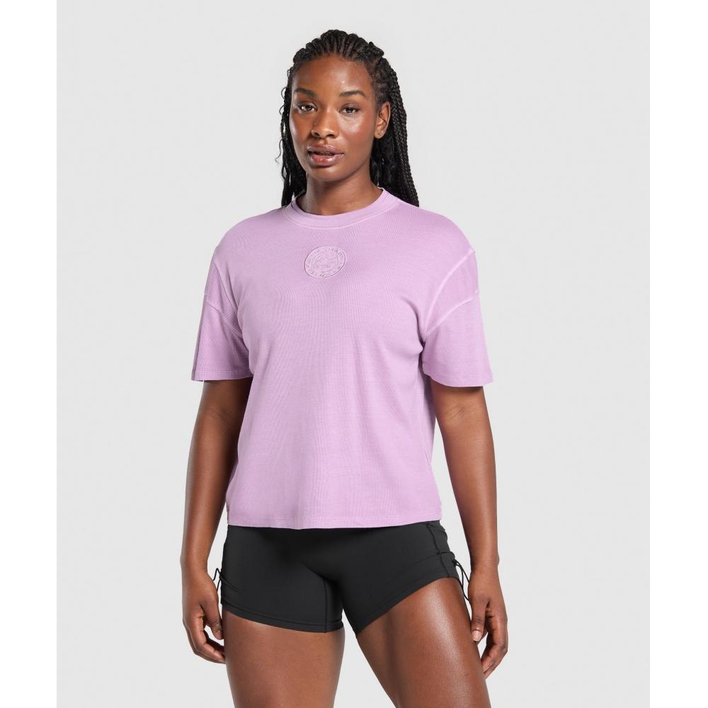 

Футболка Gymshark Premium Legacy Washed Oversize, теплая сирень B9a7a Pb1m M