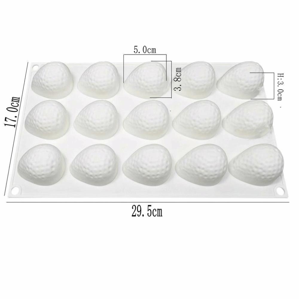 

15 Cavities Trawberry Mousse Cake Mold Realistic Fruit 3D Design Fruit Silicone Mold Reusable Food Grade Candy Cookie Mould