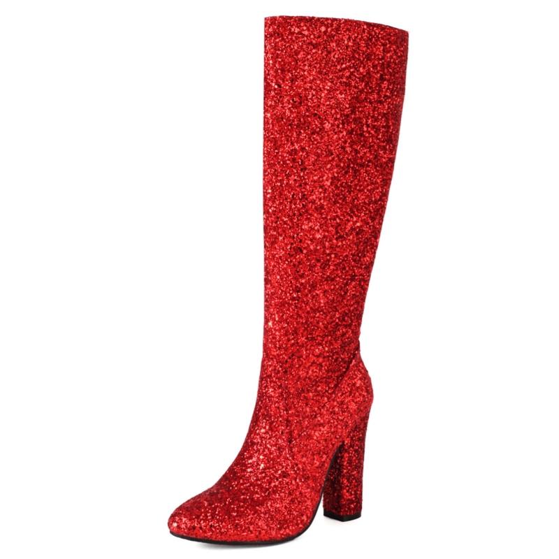 Fashion Luxury Knee High Boots Women Shoes Autumn Winter 2024 Women's Long Boot Silver Gold Blue Red Party Shoes Ladies Large Size 45