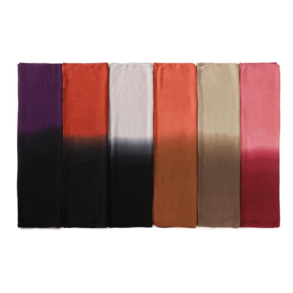 Hand-Painted Gradient Wide-Edge Rayon Scarf and Shawl
