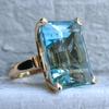 Stunning Blue Topaz Ring Princess Square Cut Statement Bridal Jewelry for Women Fashion Accessories
