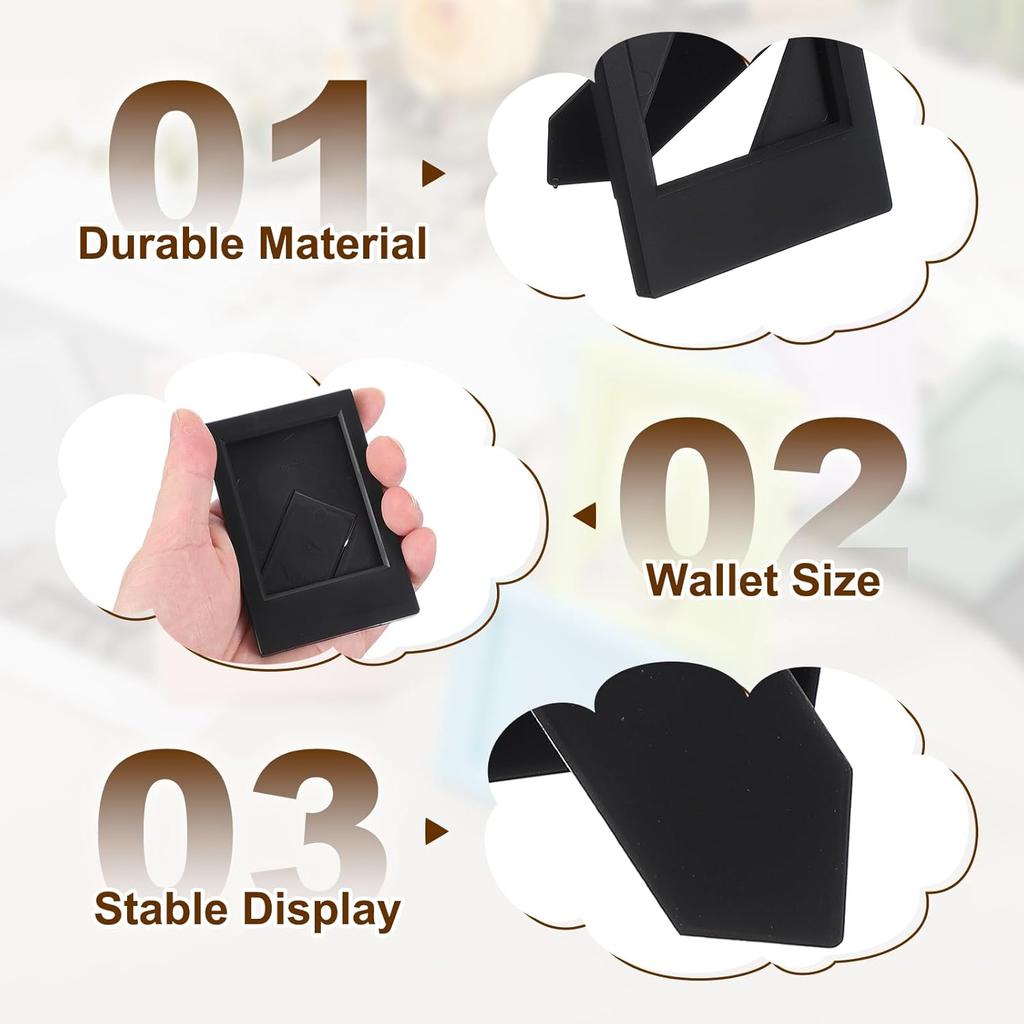 Uxcell 8pcs Mini Picture Frames, 2.4 X 3.6 Inch Rectangular Film Photo Frame, Small Tant Film Photo Frame Holder for Tabletop Picture Display, Black