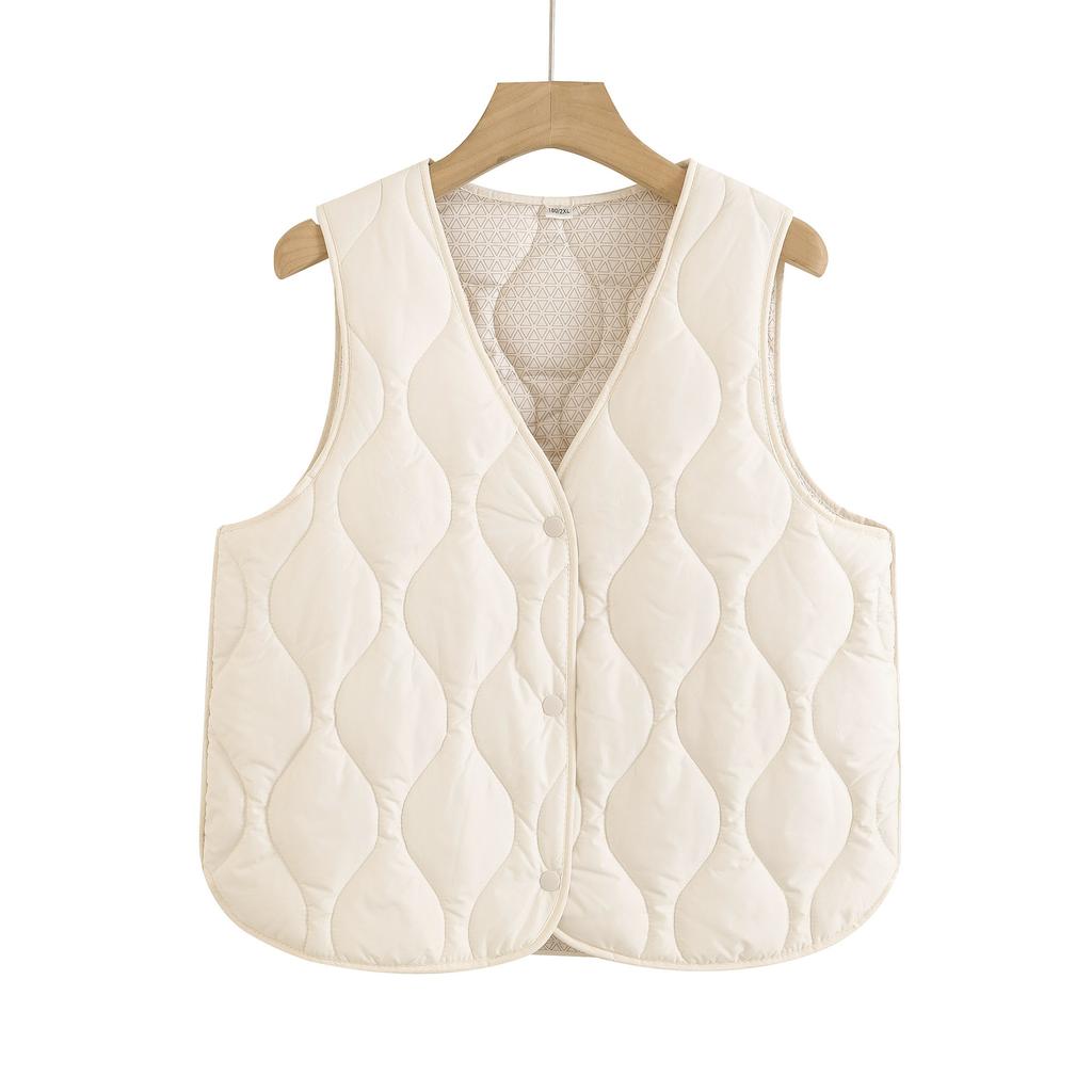 Crew neck quilted warm windproof vest down cotton vest cotton top warm jacket new autumn and winter