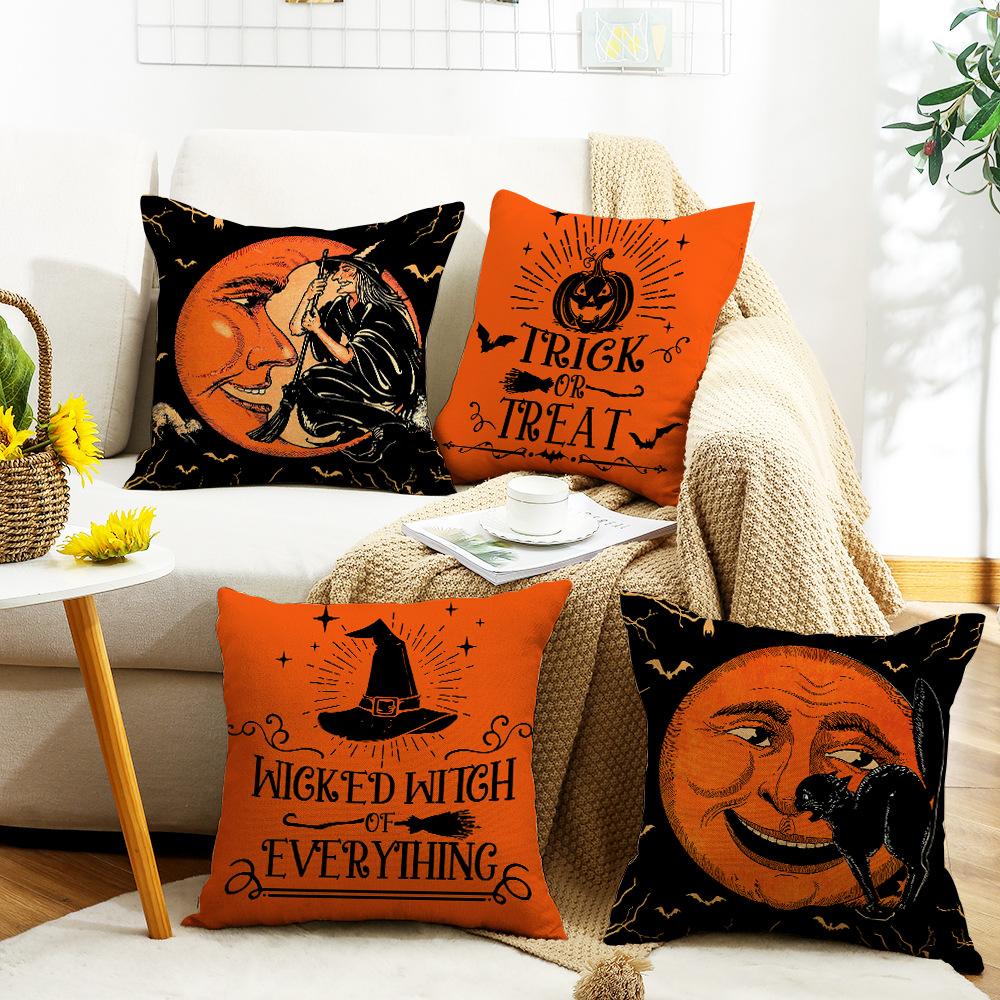 New Halloween Series Pillows Ghost Witch Linen Material Halloween Sofa Bedroom Decoration