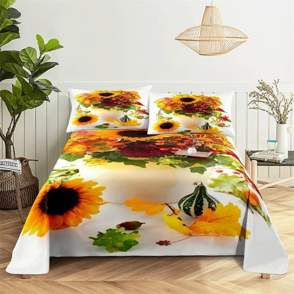 

Lovers Room Bedding Set Bed Sheets and Pillowcases Bedding Flat Sheet Bed Sheet Set Sunflower Queen Sheet Set Gorgeous Girl 110X230cm(2Pcs)&Flat Sheet