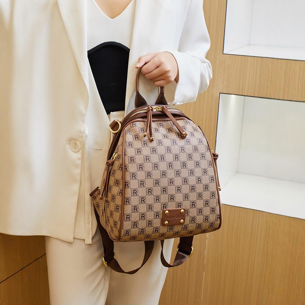 Light Luxury Vintage Pattern Women's Backpack 2026 New Fashion Versatile Commuting Travel Backpack Large Capacity Crossbody Bag