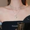 Love Pendant, Three-layer Pearl Necklace, Versatile Niche Personality Collarbone Chain, Light Luxury Temperament