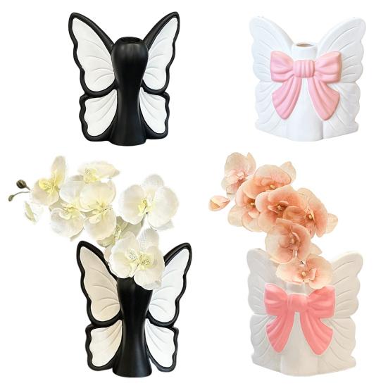Schmetterling Vinyl Blumenvase Modernes Schleifenknoten Blumenhalter Behälter Heim Büro Tisch Mittelstück Dekorative Blumenvase