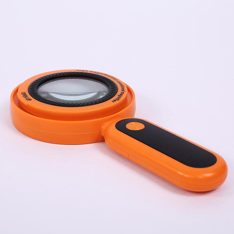 

Handheld Combinable Dual Lens with Led Light 10X 30X Magnifying Glass for Elderly Reading and Maintenance помаранчевий