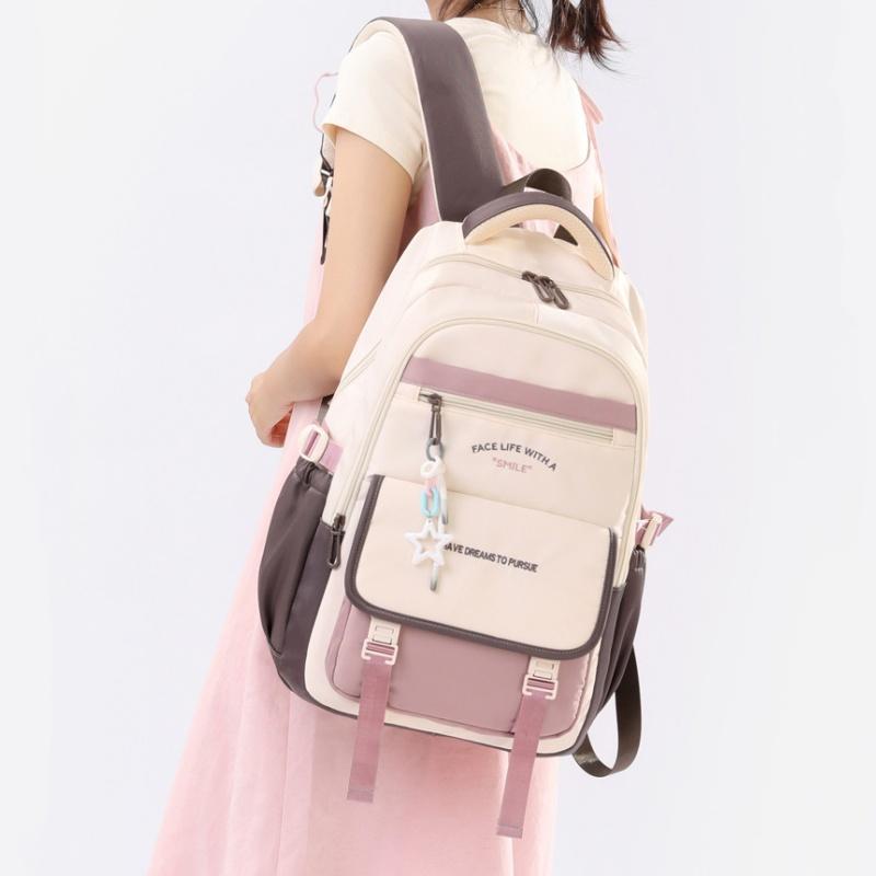 New Simple Letter Portable Travel Backpacks Large Capacity High Value Dirt-resistant Middle School Girls Schoolbag College Student Waterproof Book Bag