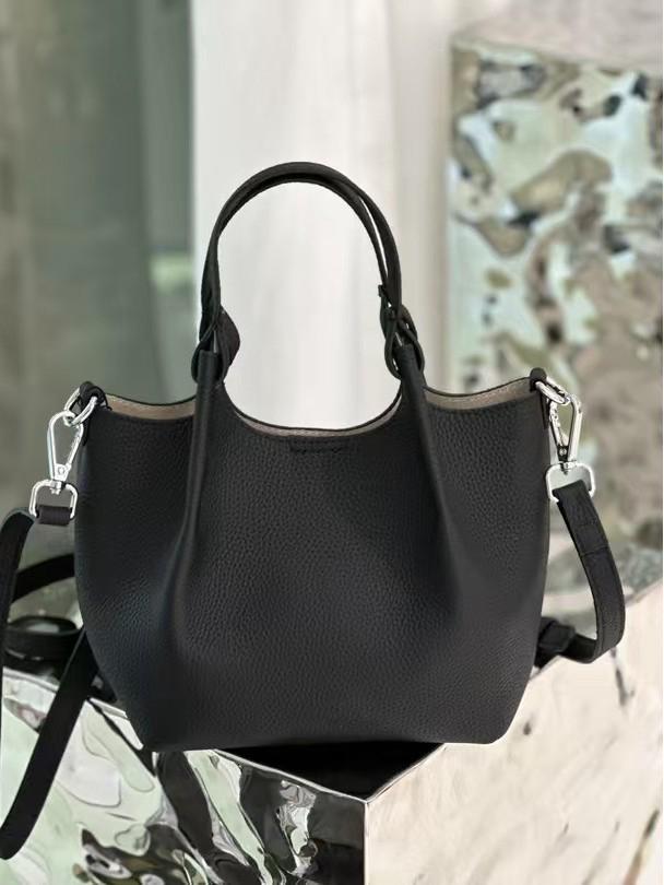 Elegant Women's Genuine Cowhide Bucket Handbag - Versatile Single Shoulder & Crossbody Style.