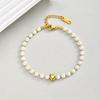 French Elegant Jewelry, Stainless Steel Imitation Pearl Heart Bead Bracelet Br-2733