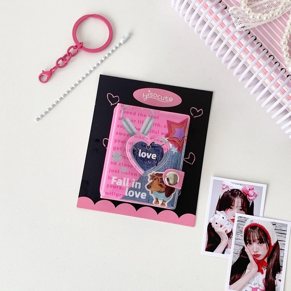 Y2K ID Photo Holder Snap Closure Card Storage Album Portable Mini Photo Album