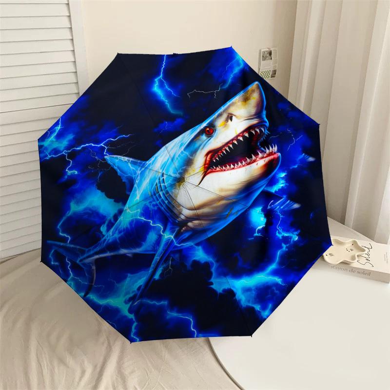 1pc Electric Shark Pattern Umbrella Design Automatic Opening and Closing Umbrella, High-quality Travel Umbrella,  C1128243
