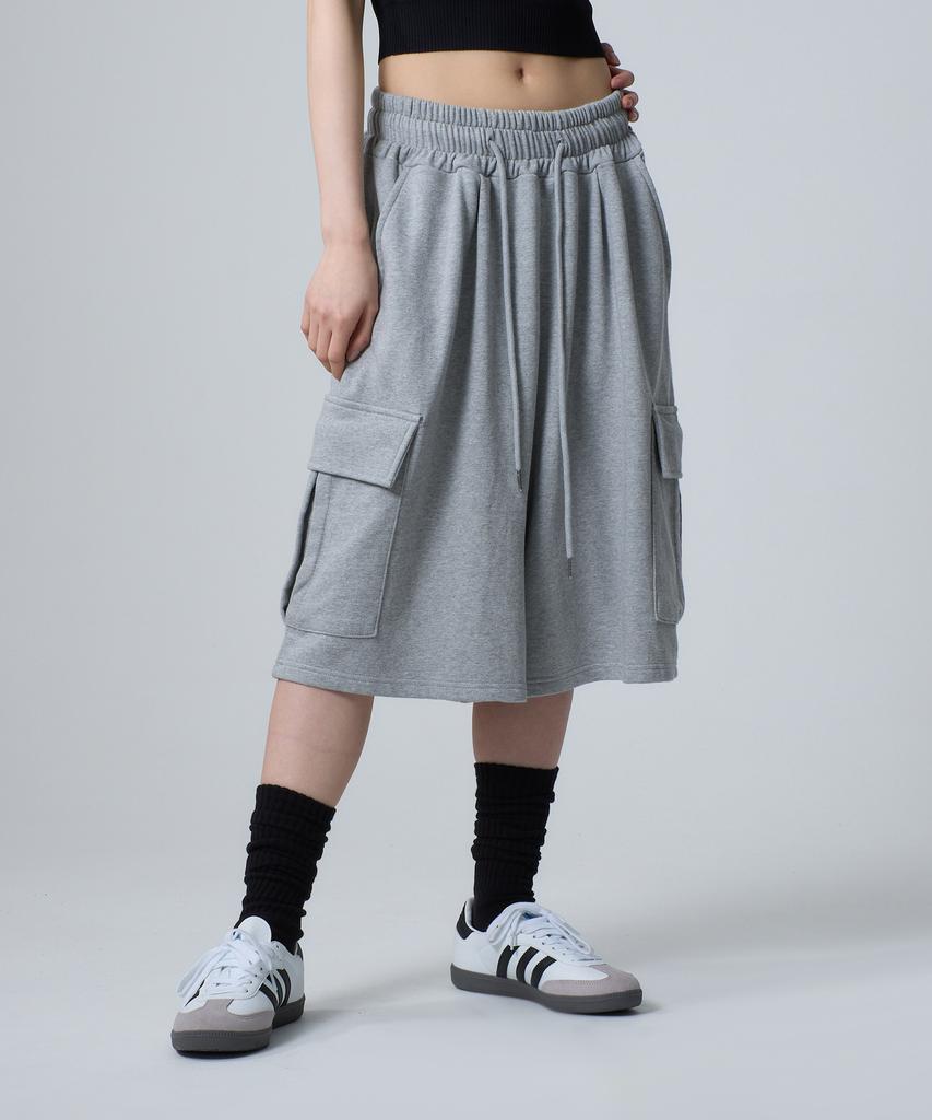 UNKNOWN PLANET Daily Wide Sweat Cargo Shorts Pants Gray